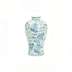 Chinese Blue and White Porcelain Meiping Vase with Floral Bird Motif for Home Decor
