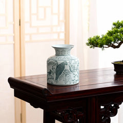 Chinese Blue and White Porcelain Decorative Vase Floral Bird Pattern Home Ornament