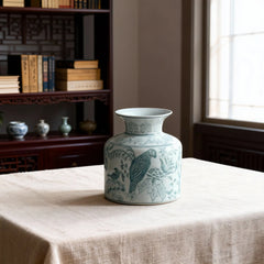 Chinese Blue and White Porcelain Decorative Vase Floral Bird Pattern Home Ornament