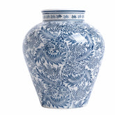 Blue and White Porcelain Vase with Intricate Floral Design, Home Decor Accent