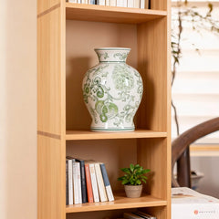 Blue and White Porcelain Vase Floral Pattern Traditional Ceramic Ornament for Home Tabletop Decoration