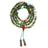 Natural Hetian Jade 108 - Bead Taoist Style Multi - layer Bracelet with Accent Beads
