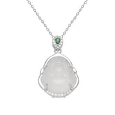 Chinese Style Chalcedony Maitreya Buddha Pendant Necklace