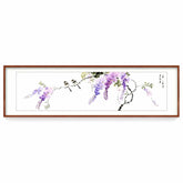 Wisteria & Birds Chinese Flower - Bird Painting Framed Wall Art for Home Decor