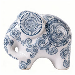 Chinese Blue and White Porcelain Elephant Figurine Home Decorative Ornament for Interior Decoration