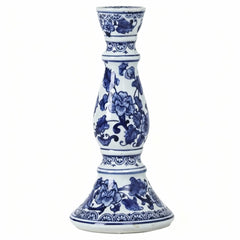 Chinese Blue and White Porcelain Candle Holder, Floral Pattern Decorative Ornament