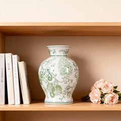 Blue and White Porcelain Vase Floral Pattern Traditional Ceramic Ornament for Home Tabletop Decoration